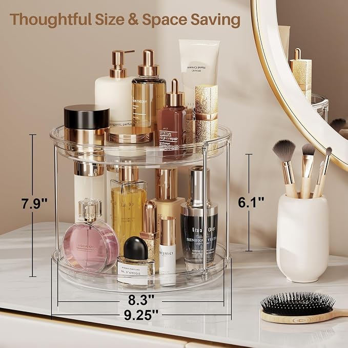 LAMU 2 Tier Lazy Susan Turntable Organizer 9.25'' Rotating Spice Rack - Image 4