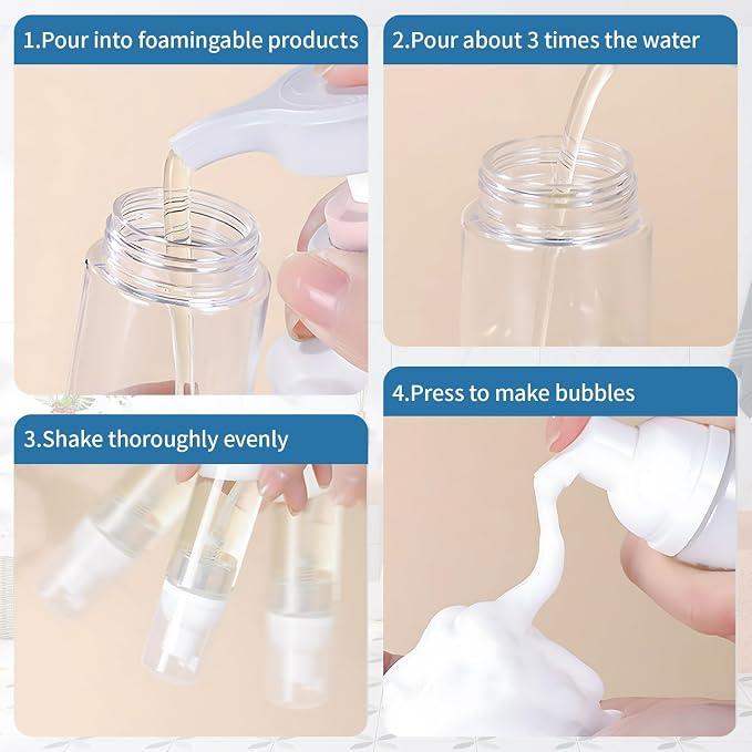 Foam Pump Bottle 7oz 2pcs Foaming Soap Dispenser 200ml Foaming Spray Bottless - Image 4
