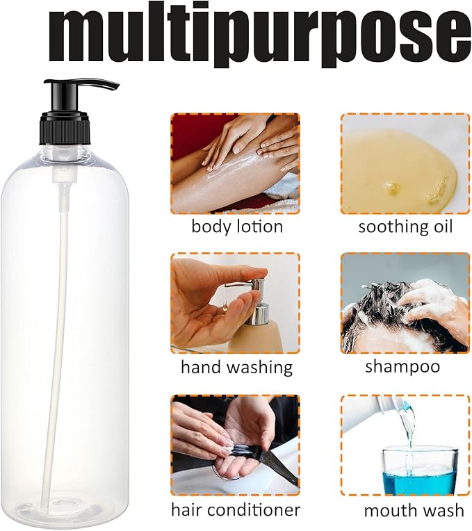 6 Pack 32 oz Shampoo and Conditioner Dispenser Bottles - Image 5