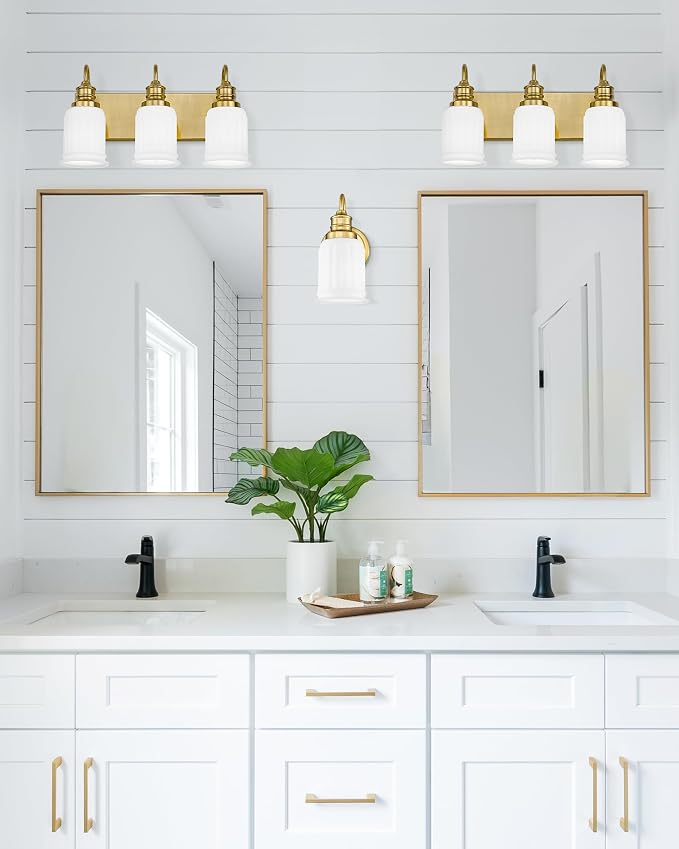 3-Light Bathroom Light Fixture, HWH Modern Vanity Light, Brushed Gold Wall - Image 7