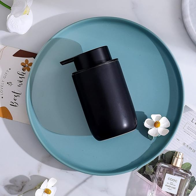 Black Soap Dispenser Set- Modern Ceramic Hand Dish Soap Dispenser - Image 6