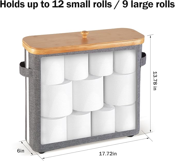 Bamboo Toilet Paper Organizer for Bathroom - Image 4