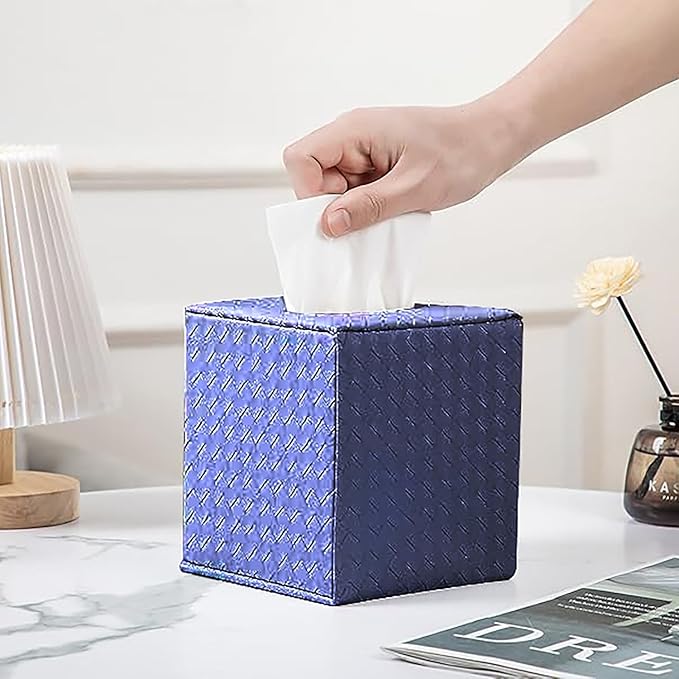 Blue Tissue Box Cover, Tissue Box Cover Square, Tissue Holder by SUNYUROU
