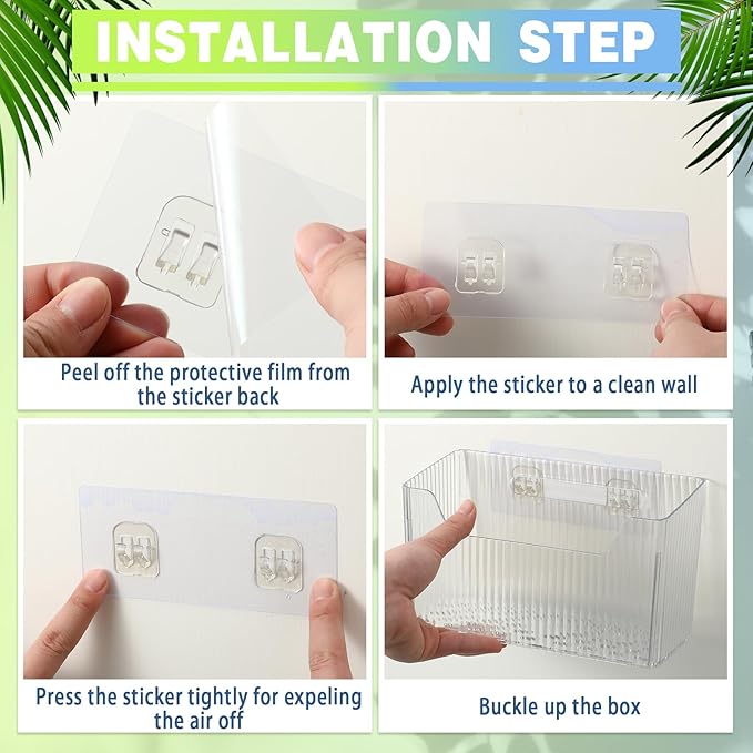 8 Pcs Storage Organizer Bins Wall Mounted Organizer Basket Plastic Cabinet Door - Image 6