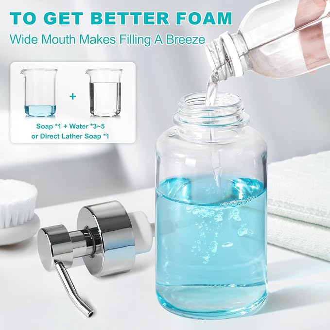 Foaming Soap Dispenser, 14.1 oz/400ml Foaming Hand Soap Dispenser, 2 Pack Glass - Image 5