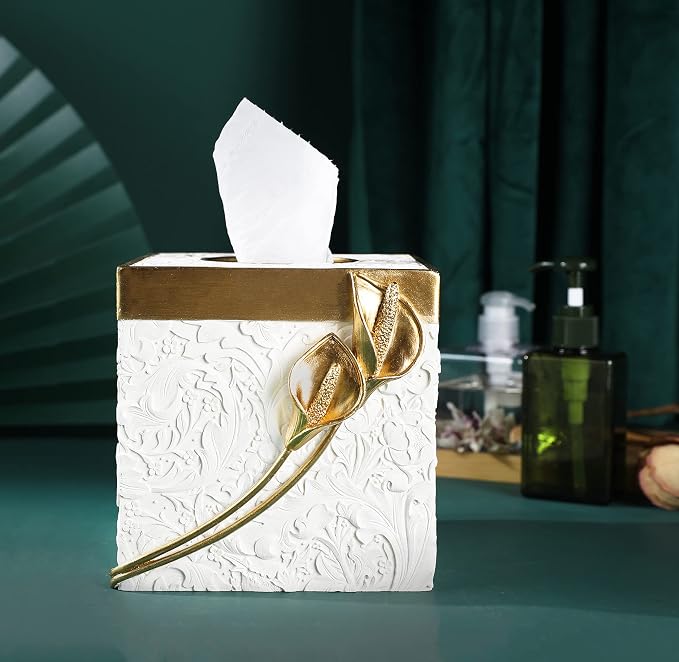Hymmah Modern Square Tissue Box Cover Holder, Bathroom Accessories Decor Unique - Image 5