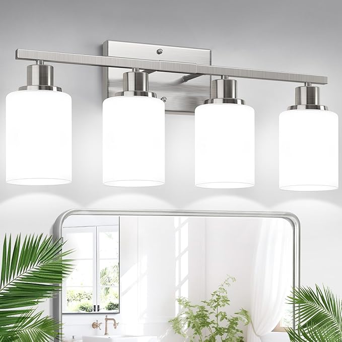 4-Light Bathroom Light Fixtures, Brushed Nickel Vanity Lights by Indoibrightenyourbathroom