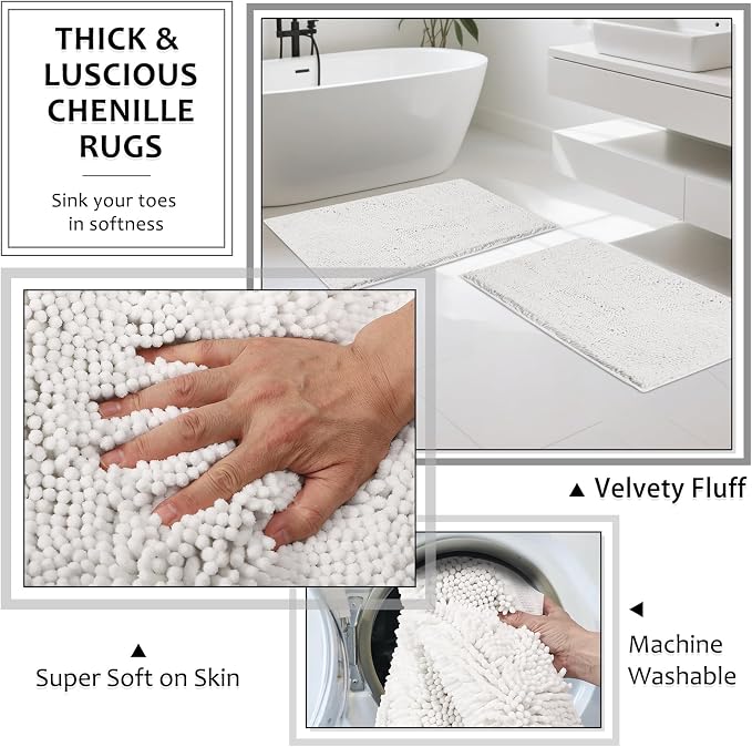 White Bathroom Sets with Shower Curtain and Rugs, 8-Piece Resin Bathroom - Image 4