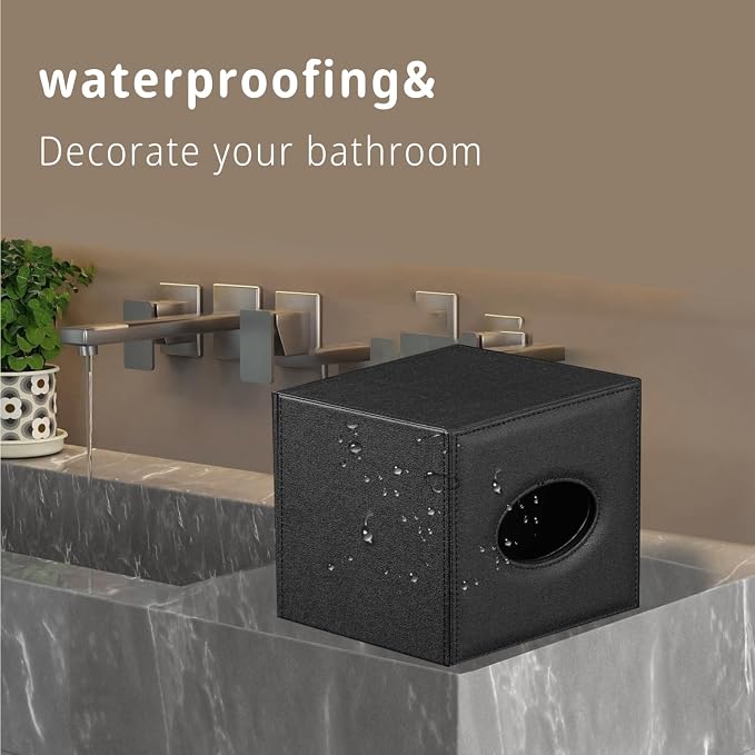 Leather Tissue Box Cover Square, Decorative Cube Tissue Box Holder - Image 7