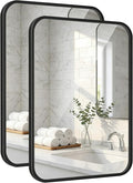 2-Pack 24x36 Inch Matte Black Bathroom Vanity Mirrors | Flush Mount Deep Set by Pocetry