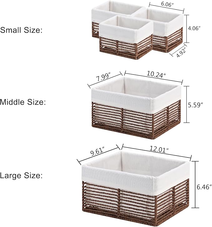 Vagusicc Wicker Storage Basket, Hand-Woven Paper Rope Woven Baskets, - Image 5