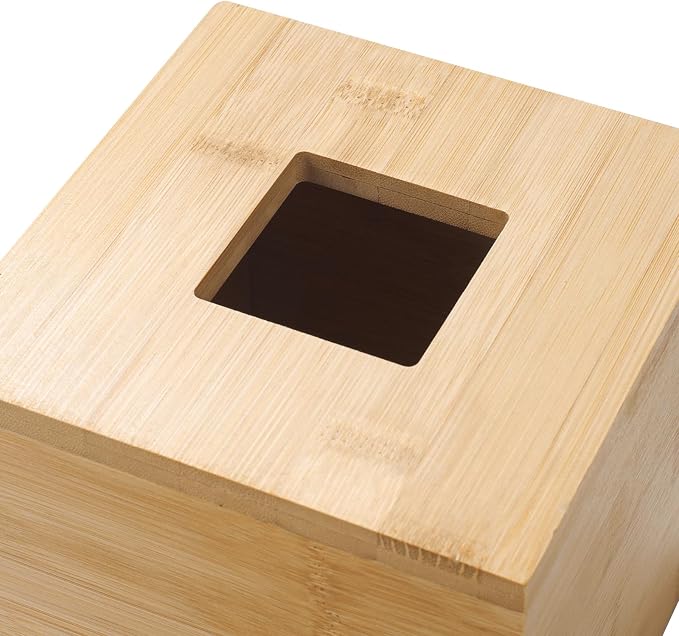 Tissue Box Cover, Square Tissue Box Holder, Bamboo Facial Paper Holder - Image 3