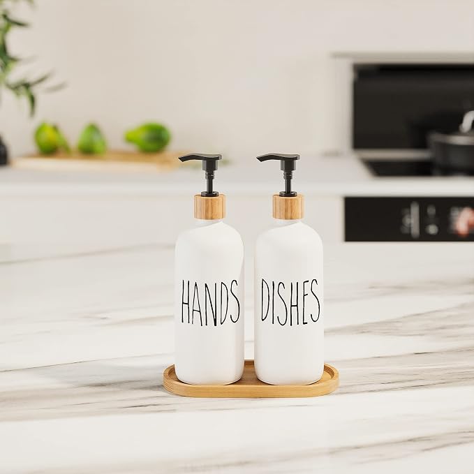 Dish Soap Dispenser for Kitchen Sink.Glass Hand Soap Dispenser, Modern - Image 3
