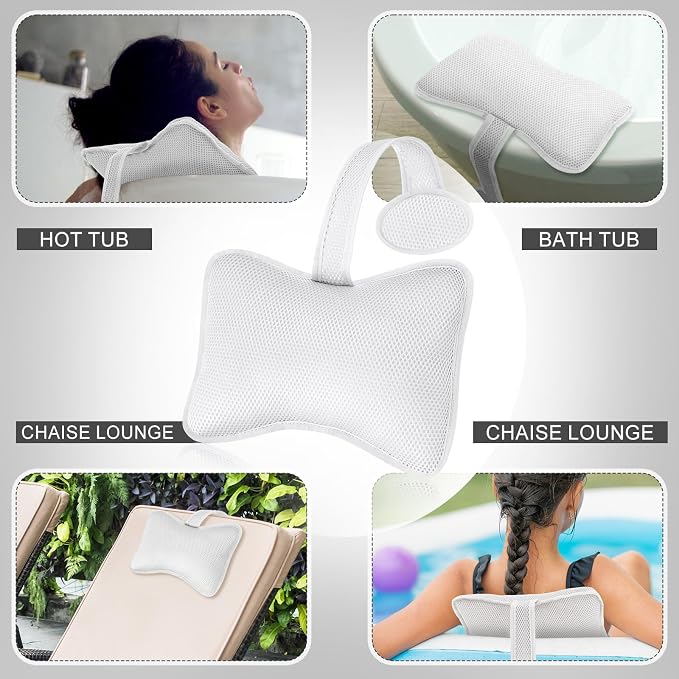 2 Pcs Hot Tub Spa Pillows for Outdoor Indoor Inflatable Bathtub 10.62 x 8.26 - Image 4