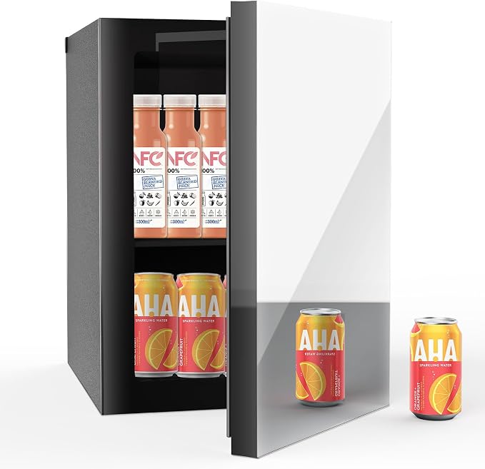 Beverage Refrigerator with Mirrored Front Door, 0.9 Cubic Feet/24 Cans Fridge by Erivess