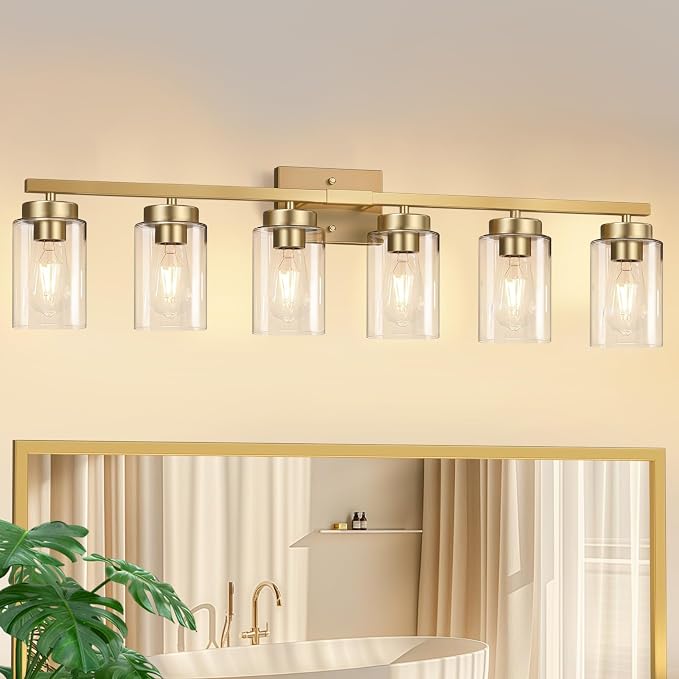IZORRO Modern Bathroom Light Fixtures, 6 Light Gold Vanity Lights, Bathroom by IZORRO