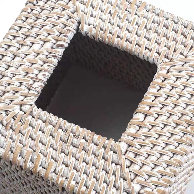 2 Pack Rattan Tissue Box Cover Square, Hand Woven Wicker Tissue Holder - Image 2