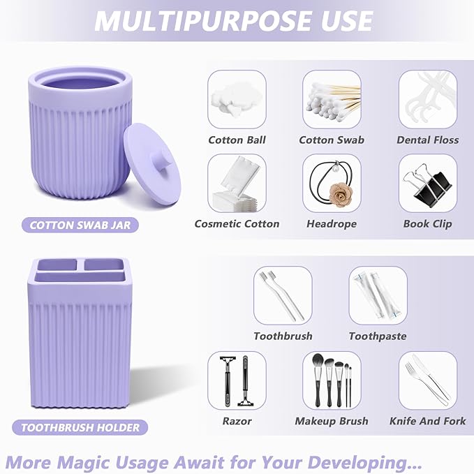 Resin Light Purple Bathroom Accessories Set 5 Pcs, Lotion Soap Dispenser - Image 4