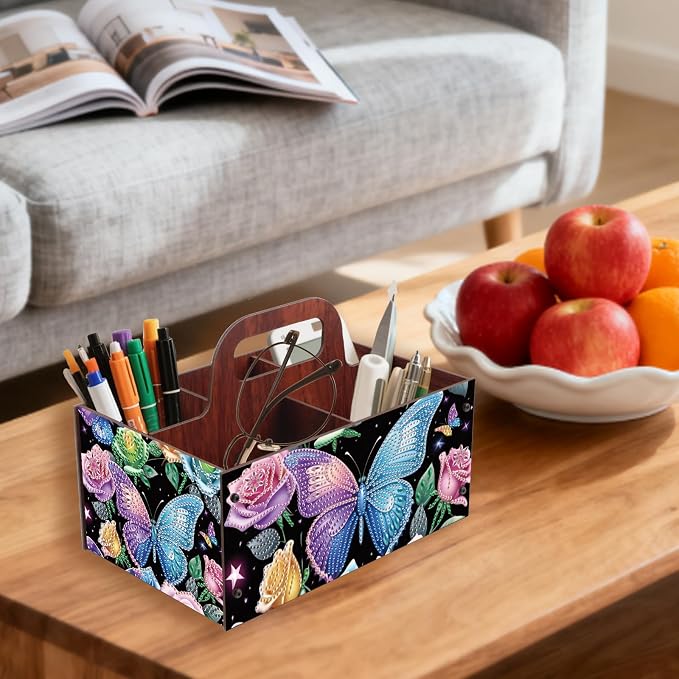 DIY Flower Diamond Art Wooden Multi-Compartment Organiser Box - Image 6