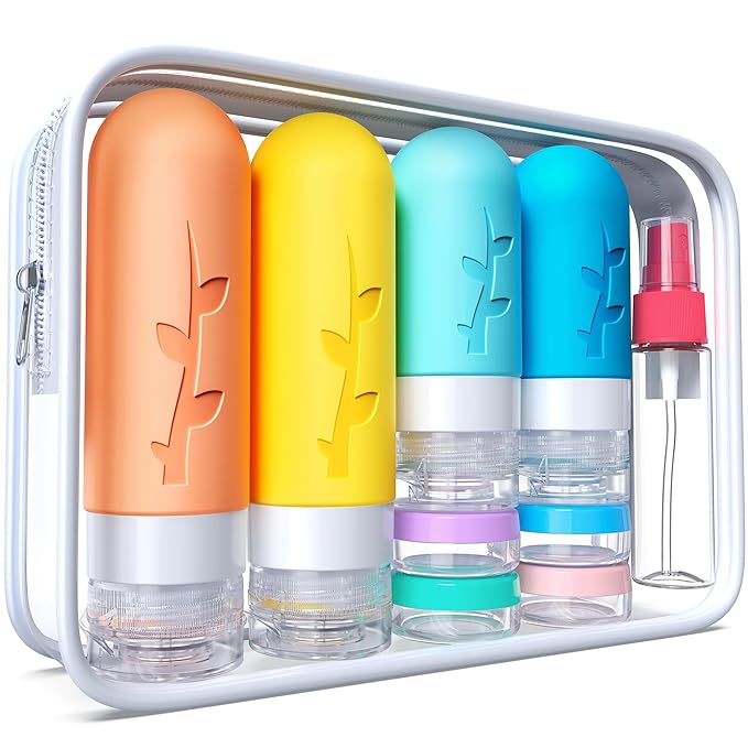 18pack Travel Bottles for Toiletries:Silicone TSA Approved-Containers for by Tocelffe