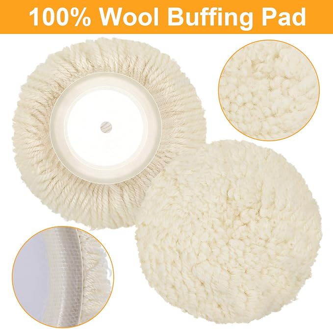 Tallew 6 Pcs 5 Inch Wool Polishing Pad Hook Loop Buffing Pad - Image 3