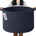 115L Large Blanket Basket, 23.6" L x 23.6" W x 15.7" H Rope Woven Baskets by HZFTJOY