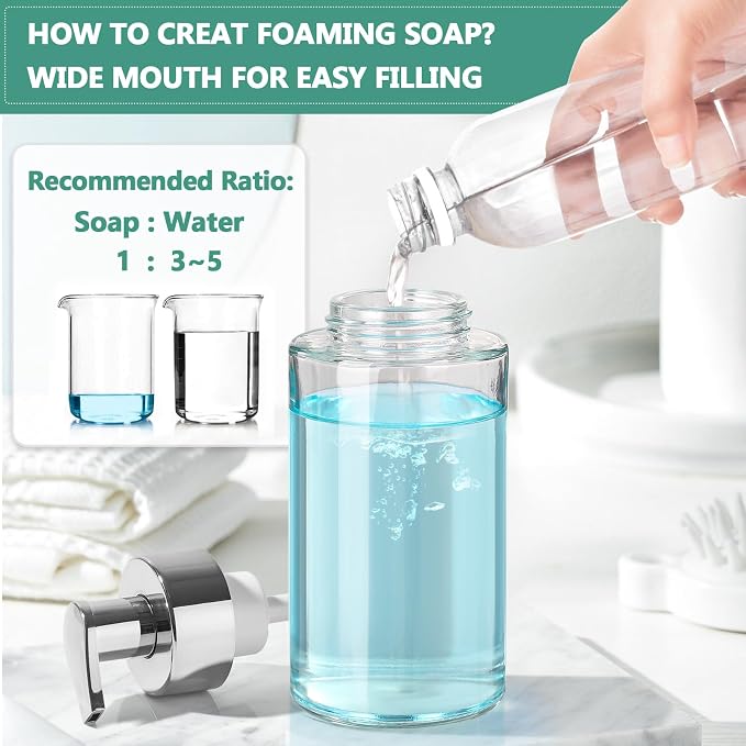 Glass Soap Dispenser, 10 oz/300ml Foaming Soap Dispenser, 4 Pack Foaming Hand - Image 5