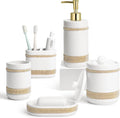 Bathroom Accessories Set with Diamonds 5 Pieces Toothbrush Holder Soap by RQYIXI
