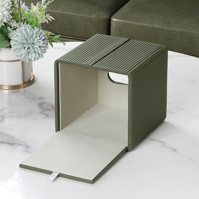Tissue Box Cover Square with Magnetic Closure, PU Leather Tissue Box Holder - Image 3
