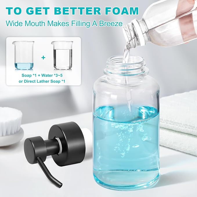 Foaming Hand Soap Dispenser, 14.1 oz/400ml Foaming Soap Dispenser, 2 Pack Glass - Image 5