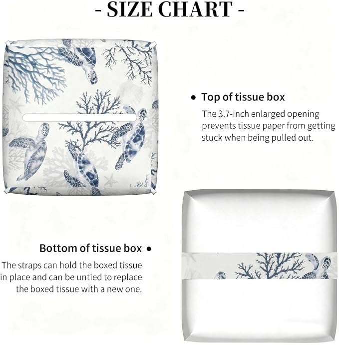 Sea Turtle Tissue Box Cover Leather Tissue Box Holder Square Facial Paper - Image 3