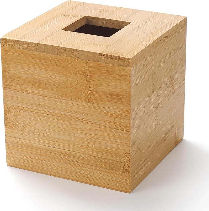 Tissue Box Cover, Square Tissue Box Holder, Bamboo Facial Paper Holder - Image 4