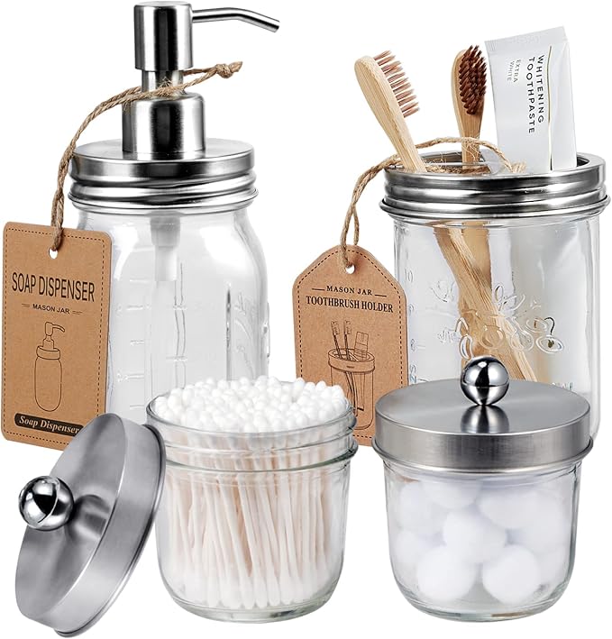 Amolliar Mason Jar Bathroom Accessories Set by Amolliar