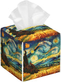 Starry Night Tissue Box Cover Square, Abstract Impressionist Oil Painting by sndheke