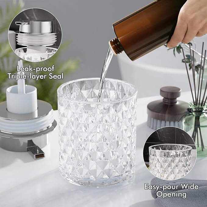 Glass Bathroom Accessories Set 5Pcs Crystal - Image 4