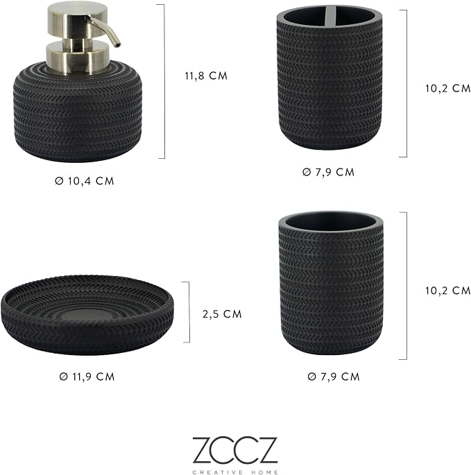 ZCCZ Black Bathroom Accessories Set 4 Pcs - Image 7