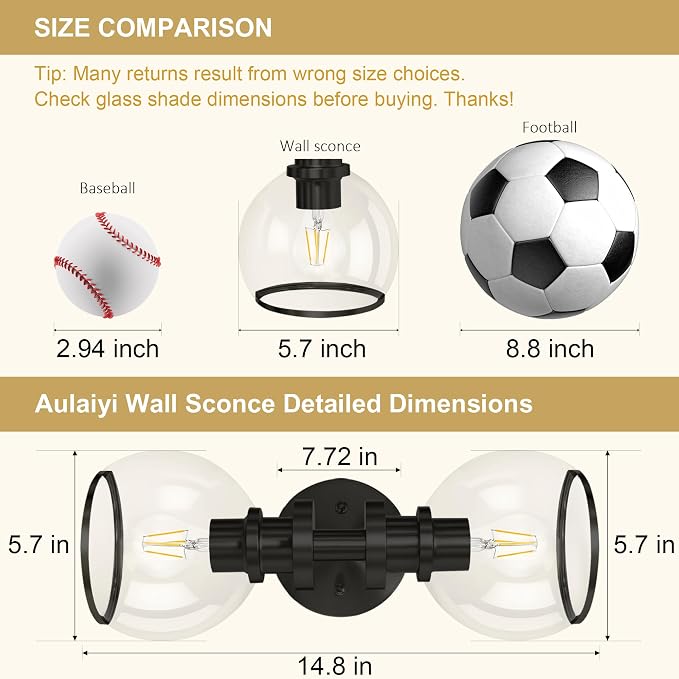Wall Sconces Set of Two, Hardwired Modern Wall Light Fixtures - Image 2