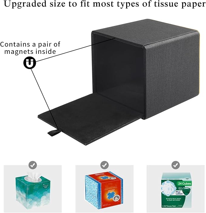 Linen Square Tissue Box Cover, Cube Tissue Box Holder－Excellent Rosegold - Image 5