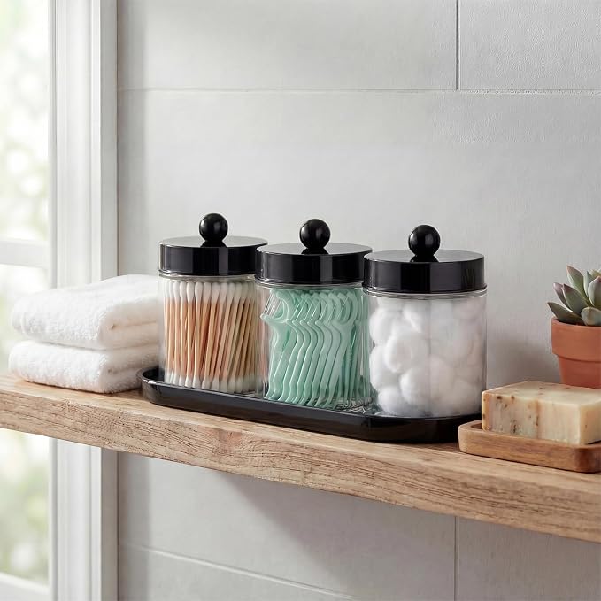 SheeChung Qtip Holder 3pcs, Glass Apothecary Jars - Image 5