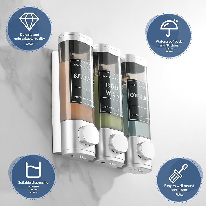 Shower Soap Dispenser Wall Mounted No Drill Shampoo Dispenser - Image 2