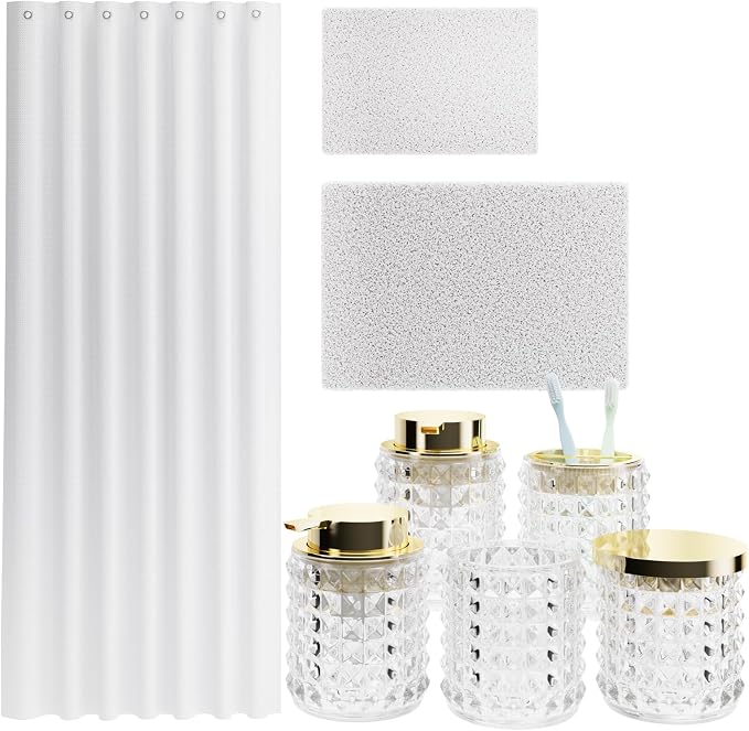 Bathroom Sets with Shower Curtain and Rugs and Accessories, Glass Bathroom by BetterbathroomwithXLHOME