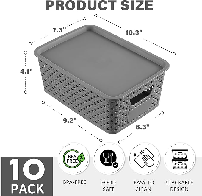 10 Pack Plastic Storage Bins - Image 2