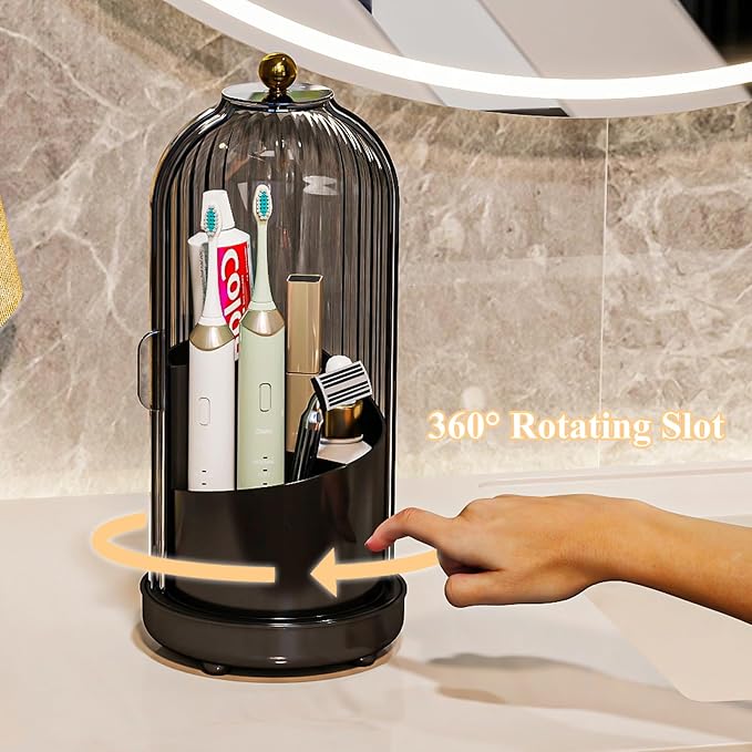 Toothbrush Holders with Cover, Drainage Rotating Electric Toothbrush Organizer - Image 5