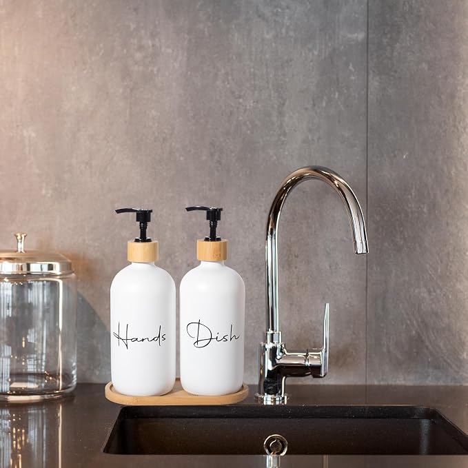17 oz Hand Soap Dispenser Empty Glass Lotion Pump Bottles, Refillable Liquid - Image 3