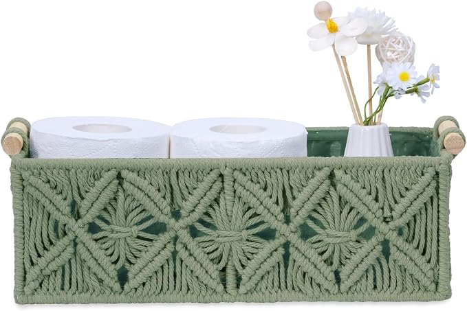 Nonam Macrame Storage Baskets, Boho Decor Style Woven Storage Boxes - Image 4