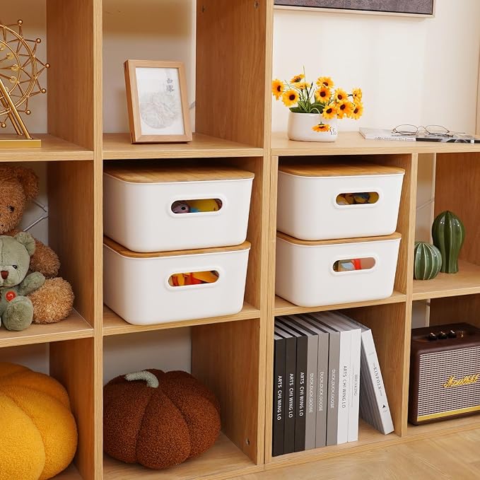 Citylife Storage Bins with Bamboo Lids 13QT Plastic Storage Containers - Image 8