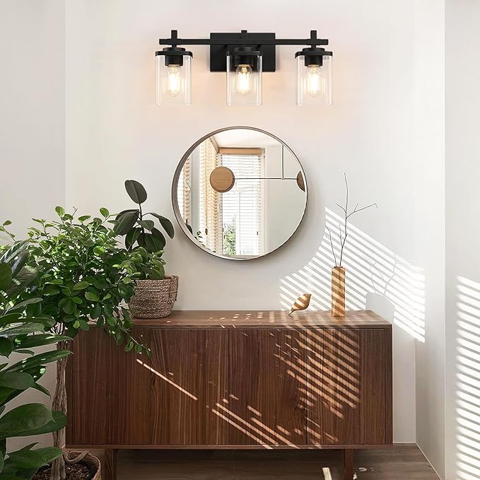 3-Lights Bathroom Vanity Light Fixtures, Modern Black Vanity Lights Over Mirror - Image 6