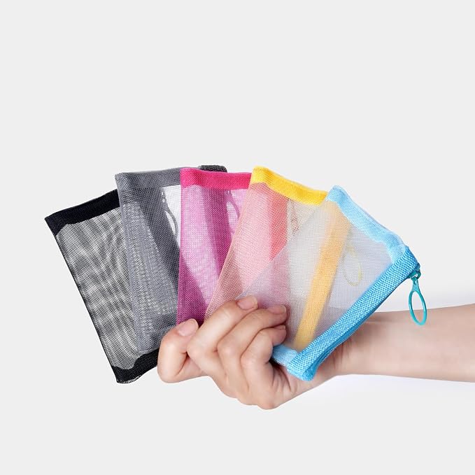 Patu Mini Zipper Mesh Bags, Size XS / A8, 5 Pieces, Keychain Pouch Key Holder - Image 7