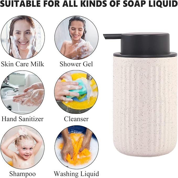 Beige Ceramic Soap Dispenser Set - Image 7