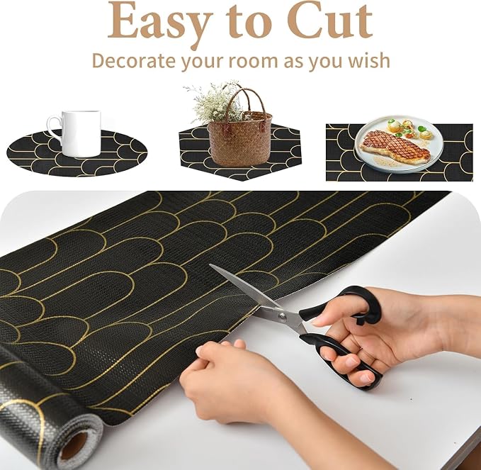 Shelf Liners for Kitchen Cabinets Drawer Liner 23.6in x 20FT Non Adhesive Black - Image 6